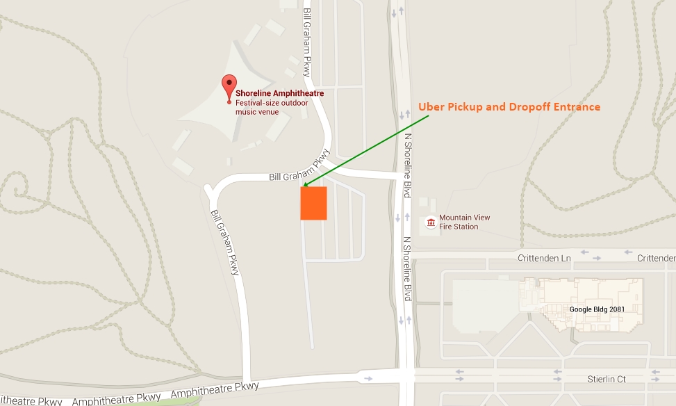 Shoreline Amphitheatre Uber Pickup and Dropoff Location